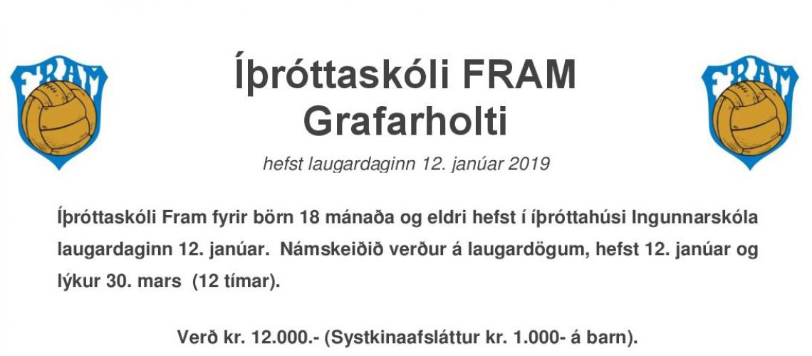 Íþróttaskóli Fram - auglýsing vor 2019 Grafarholt vefur